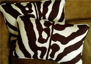 Scalamandre Custom Designer Throw Pillows Linen Fabric Zebra New Set 2