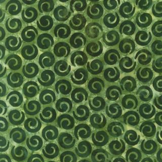 Kaufman Bali Batik Cactus Green Swirl Fabric Quilt BTY Geometric Swirl