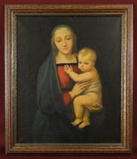 Kavanaugh ~ Antique C.1900 Old Master Style Madonna & Child Oil