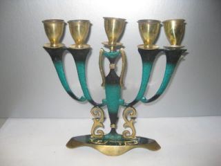 Made in Israel R D M Judaica Vintage Sabbath Shabbat Candelabra Candle