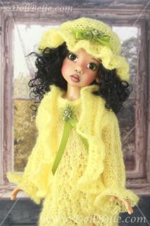 Knit Doll Outfit Mohair Dress Hat Jacket Kaye Wiggs Hope Layla MSD BJD