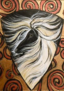 Afghan Hound Original Painting Iridescent Art ACEO Susan Waddington