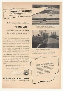 1952 Keasbey Mattison Century Asbestos Water Pipe Ad