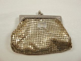 Vintage, coin purse, Whiting & Davis, marked inside, silver tone metal