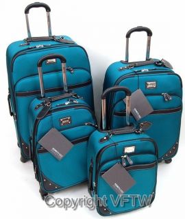 Kenneth Cole Reaction Curve Appeal II 4 Piece Luggage Set Aqua New