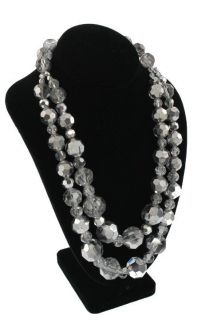 Kenneth Jay Lane New Silver Crystal Beads Double Strand Necklace