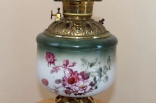 Vintage Hand Painted Flowers GWTW Oil Kerosene Globe Lamp