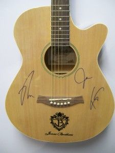 Jonas Brothers Acoustic Nick Kevin Joe Guitar Signed Autograph COA