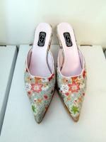 Salpy Sz 9 Shoes Handmade Mules Heels Tapestry Floral Made in USA