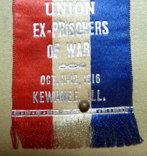 Civil War Veteran Union of EX Prisoners of War Badge 1916 