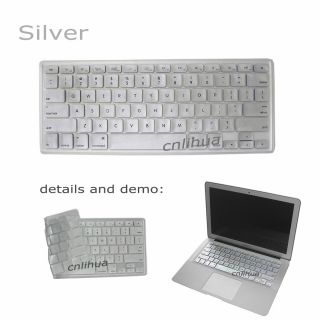 Silver Soft Keyboard Skin Protector Cover for MacBook Air Pro 13 15