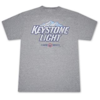 Keystone Light Always Smooth Distressed Grey Graphic T Shirt