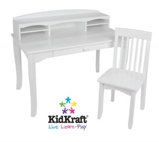 KidKraft Avalon White Desk with Hutch Chair Set
