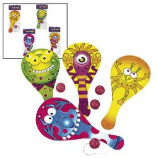Monsters Paddle Ball Games Dozen Kids Birthday Party Favors