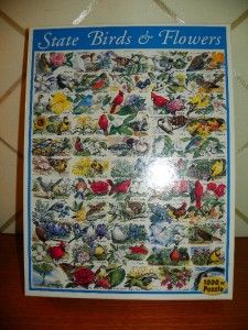 Lot of 2 1000 PC Jigsaw Puzzle (State Birds & Flowers   Dogs, Dogs