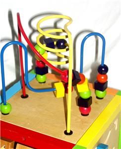 Kidconnection Wooden Kids Mini Activity Cube Toy Bead Maze