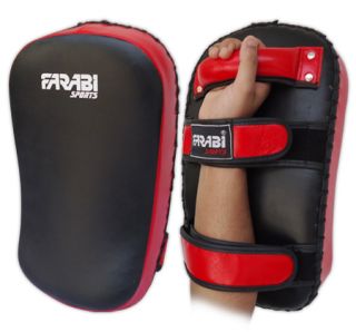 Thai Kick Boxing Punch Pad Strike Shield Leather Curved Focus Pad Red
