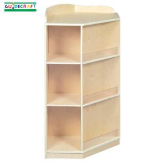 New Wooden Kids Wood Corner Book Nook Storage Shelves