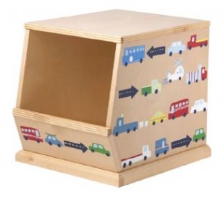 Kids Wood Stackable Storage Toy Bin Cars Trucks Planes