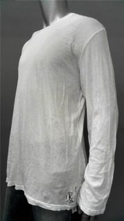 Kinetix Mens 2XL White Cotton Basic T Shirt Tee Long Sleeve Solid