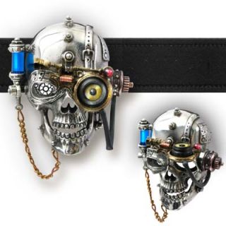 Alchemy Empire Necronaut Helmsman Steampunk Skull Pewter Belt Buckle