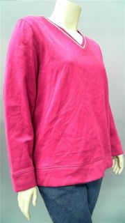 Kim Rogers Womens Plus 1x Crew Sweatshirt Fuchsia Pink Solid Designer