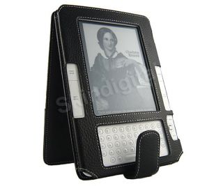 For  Kindle 2 Black Genuine Leather Case Cover Flip