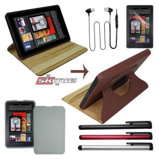 Brown Accessories Bundle Combo for  Kindle Fire 2nd Gen