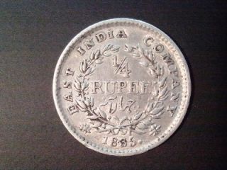1249 009 British India King William IIII Quarter Rupee 1835 Silver VF