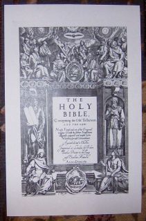 1611 1st Edition Folio King James He General Title in Facsimile