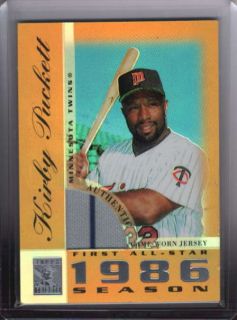 KIRBY PUCKETT RARE 2003 TOPPS TRIBUTE GOLD GAME USED JERSEY RELIC #22