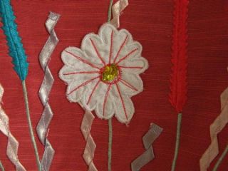 Alex Kim Pink Floral Emroidered Ribbon Applique Sequins 1x Rayon
