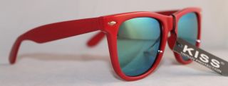 Kiss Color Wayfarer Sunglasses Mirror Lens Red or Black