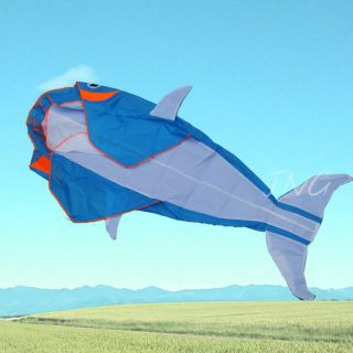 Go Fly A Kite 3D Big Whale Dolphin Frameless Parafoil Kite Toy