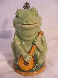 Antique German Pottery Beer Stein Frog Playing Banjo