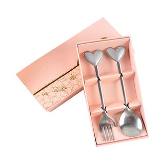 Couple Tableware Heart Stainless Steel Hollow Out heart Spork Suit