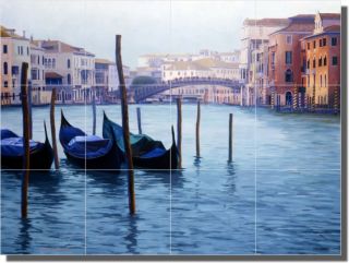 White Venice Grand Canal Kitchen Tile Mural Backsplash