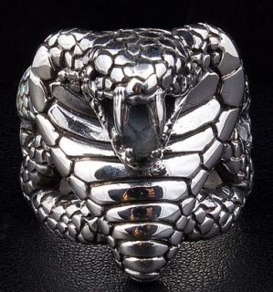 King Cobra Snake Big 925 Sterling Silver Ring Sz 8 5 Python Anaconda