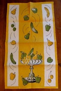 Fab Vintage Fruit Compote Kitchen Tea Towel Unused Mid Century So Fun