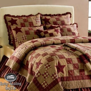 Rustic Star Twin Queen King Size Quilt Cotton Bedding Bed Set