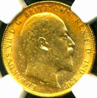 1908 GR Britain Edward VII Gold Coin Sovereign NGC RARE