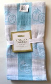 Fruit Towels Kitchen Blue Set 2 Cotton Waffleweave Classic Country