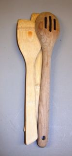 Wooden Kitchen Utensils Thick Slotted Spoon 2 Flat Stirrers