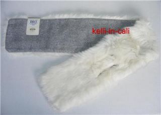 Fossil White Faux Fur Ghetto Fabulous Furry Fluffy Pull thru Collar