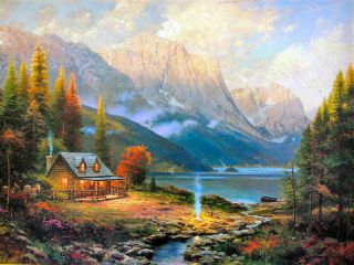 Perfect Day Retired 12x16 Framed Classic Edition Kinkade Canvas