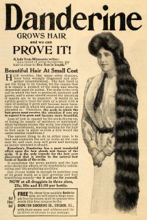 1910 Ad Knowlton Danderine Company Grows Hair Product   ORIGINAL