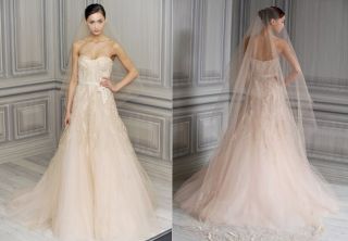 Anne Barge Couture Pink Silk Wedding Dress $6370 Retail Huge Price