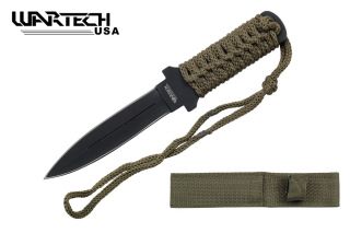 Dagger Point Survival Hunting Knife w Fire Starter and Sheath