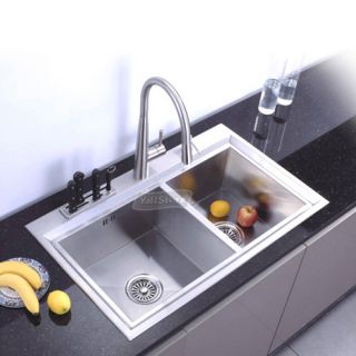 22 16 Gauge 304# Stainless Steel Double Bowls Top Mount Kitchen Sinks