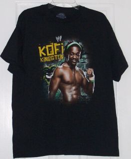 WWE Kofi Kingston Logo Portrait Adult Black Shirt